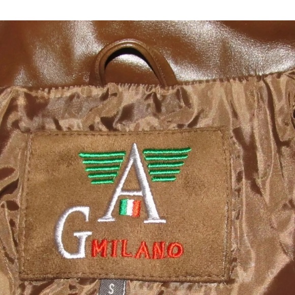 GA Milan Faux Suede Faux Leather Brown Jacket - Picture 6 of 10